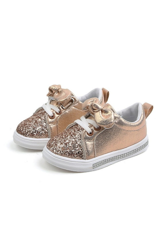 Girls Glitter Sneakers Sparkle Slip On Walking Shoes for Kids Breathable Athletic Walking Running Sneakers
