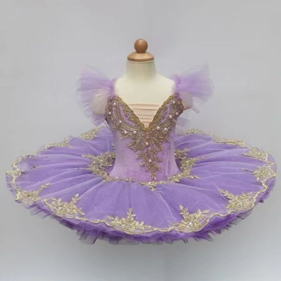 Delliss Girls Glitter Star Tutu Dress Ruffle Sleeve Sequin Skirted Leotard Ballet Tulle Skirt Shiny Dance Costume