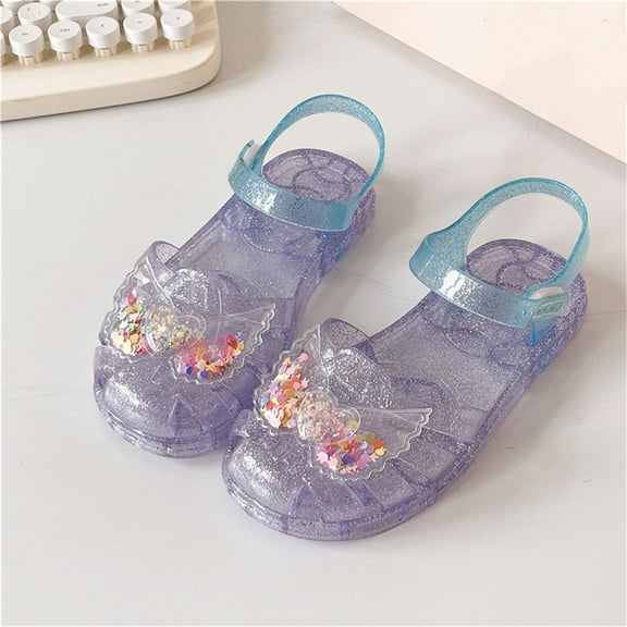 Delliss Girls Jelly Sandals Shoes Summer Closed Toe Princess Sandals Toddler Party Cosplay Costumes Dress Flats