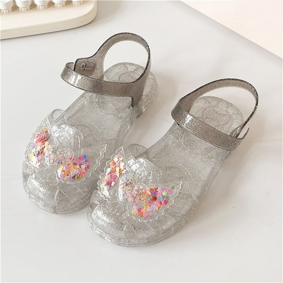 Delliss Girls Jelly Sandals Shoes Summer Closed Toe Princess Sandals Toddler Party Cosplay Costumes Dress Flats