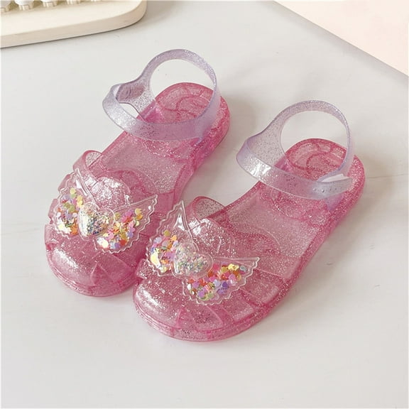 Delliss Girls Jelly Sandals Shoes Summer Closed Toe Princess Sandals Toddler Party Cosplay Costumes Dress Flats