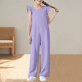 thumbnail image 1 of Delliss Girls Jumpsuits Ruffle Sleeveless Strap Casual Loose Overalls One Piece Wide Leg Pants Rompers 5-15 Years, 1 of 8