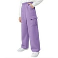 thumbnail image 1 of Delliss Girls Loose Sweatpants Elastic Waist Straight Wide Leg Sports Pants With Pocket Purple 9 Years, 1 of 9