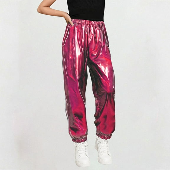 Delliss Girls Metallic Shiny Active Leggings Sparkly Stretch Yoga Pants Running Dance Ankle Length for Kids Youth Teen