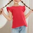 thumbnail image 1 of Delliss Girls Ruffle Sleeveless Summer Casual Flutter Tops Blouse 3-13 Years Solid Color T-Shirts, 1 of 8