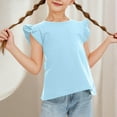 thumbnail image 1 of Delliss Girls Ruffle Sleeveless Summer Casual Flutter Tops Blouse 3-13 Years Solid Color T-Shirts, 1 of 8