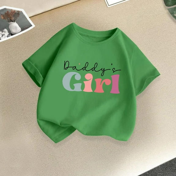Delliss Girls Shirts Short Sleeve Cotton Letter Print T-Shirts Graphic Tees Summer Tops for Girls 2-14 Years