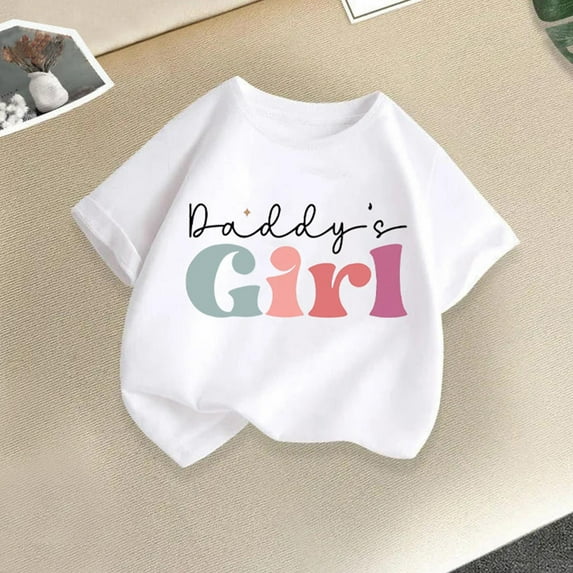 Delliss Girls Shirts Short Sleeve Cotton Letter Print T-Shirts Graphic Tees Summer Tops for Girls 2-14 Years