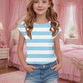 thumbnail image 1 of Delliss Girls Short Sleeve Striped T-Shirt Summer Toddler Cotton Crew Neck T-Shirt Top Tees, 1 of 7