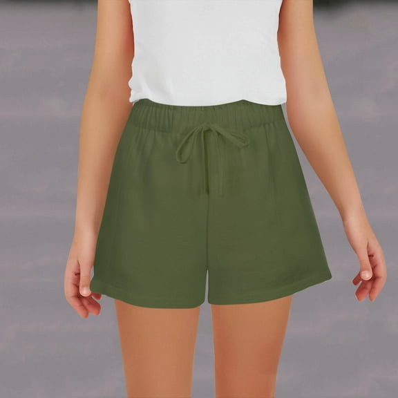 Delliss Girls Shorts Kids Casual Summer Drawstring Elastic Waist Short Pants with Pockets 5-14 Years