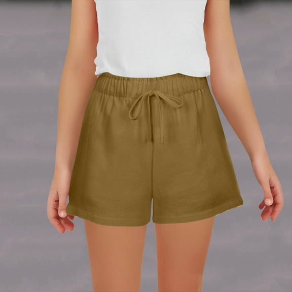 Delliss Girls Shorts Kids Casual Summer Drawstring Elastic Waist Short Pants with Pockets 5-14 Years