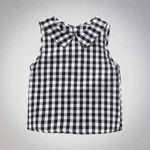 Delliss Girls Sleeveless Tank Tops Plaid Button Down Casual Blouse Summer Tops Tees