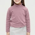 thumbnail image 1 of Delliss Girls' Solid Color Stand Up Collar Warm Long Sleeve Top Casual Comfortable Pullover Base Shirt 1-14 Years, 1 of 6