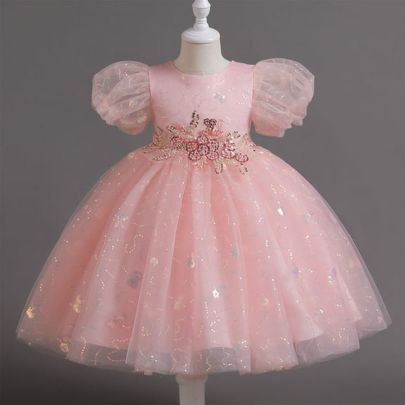Delliss Girls Sparkly Sequin Tulle Tutu Dress Princess Dress Birthday Party Wedding Pageant Dresses Ball Gown Tutu Dresses 3-13Y