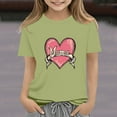 thumbnail image 1 of Delliss Girls' Spring and Summer Casual love Printed Short Sleeve Round Neck Children's Top 2-14 Years, 1 of 7