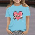 thumbnail image 1 of Delliss Girls' Spring and Summer Casual love Printed Short Sleeve Round Neck Children's Top 2-14 Years, 1 of 7