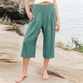 thumbnail image 1 of Delliss Girls Straight Cropped Pants Pleat Loose Casual Capri Wide Leg Elastic Waist with Pocket Trouses, 1 of 7