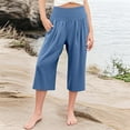 thumbnail image 1 of Delliss Girls Summer 2025 Straight Capri Pants Elastic Waist Yoga Casual Cropped Pants Trousers, 1 of 7