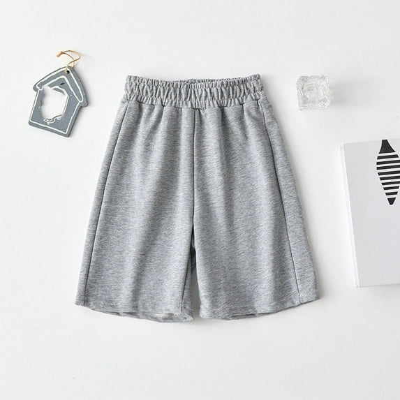 Delliss Girls Summer Solid Color Cotton Sport Jogger Shorts Casual Elastic Waist Active Shorts 3-14 Years