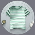 thumbnail image 1 of Delliss Girls Summer Striped Short Sleeve T-Shirts Solid color Trendy Crewneck Pullover Tops Loose Top 2-13 Years, 1 of 5