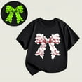 thumbnail image 1 of Delliss Girls' Summer T-Shirts Short Sleeve Tops Crewneck Casual Tops Tees with Glowing in Night Bownot, 1 of 4