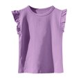 thumbnail image 1 of Delliss Girls T-Shirts Ruffle Sleeveless Blouse Summer Solid Color Casual Girl Tee Tops, 1 of 3