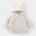 thumbnail image 1 of Delliss Girls' Thick Plush Jacket Fleece Hooded Top Warm Cardigan Zipper Coat White 2-3Years, 1 of 5