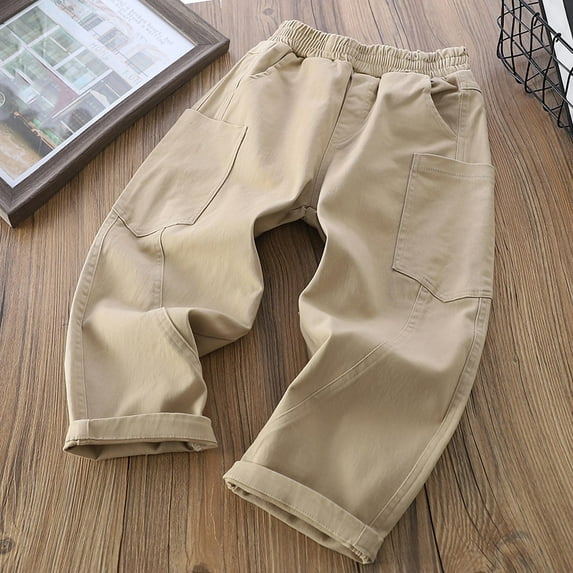 Delliss Girls' Trendy Casual Wide Leg Cargo Pants Beige 9 Years