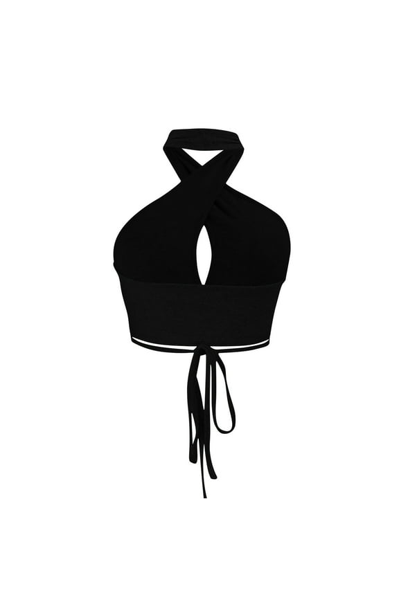 Halter Bra for Women Longline Sports Bra Wireless Seamless Padded Backless Bralette