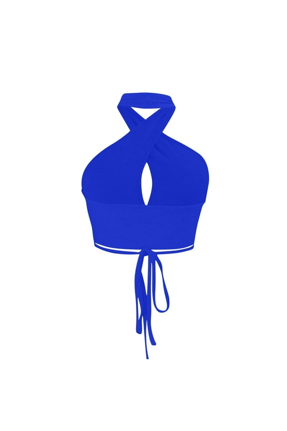 Halter Bra for Women Longline Sports Bra Wireless Seamless Padded Backless Bralette