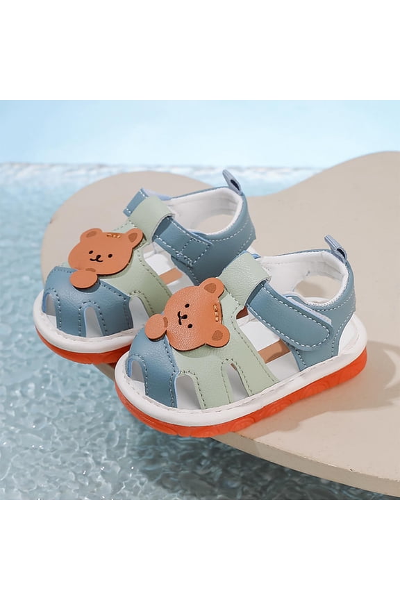Infant Baby Girl Boy Sandals Squeaky Summer Lightweight Walking Shoes Closed-Toe Non-Slip Shoes Toddler First Walkers 3M-2Y