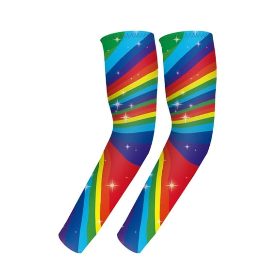Delliss Kids Anti-Slip Rainbow Print Arm Sleeves Baseball Ice Silk Covers