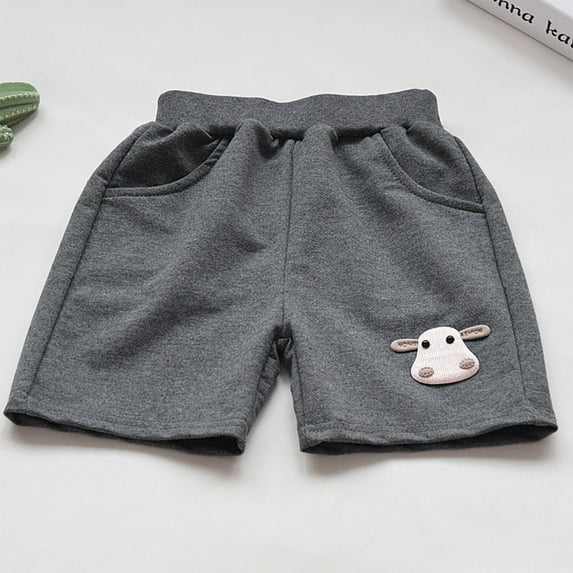 Delliss Kids Athletic Shorts Girls Short Cute Cow Print Summer Sports Shorts with Elastic Waist Unisex Gym Sports Soccer Shorts with Pocket