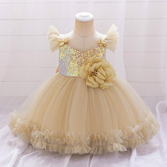 Delliss Kids Baby Girl Dress Sequin Tulle Fairy Ball Dresses 6M-3Y Princess Wedding Bridesmaid Birthday Party Pageant Dress