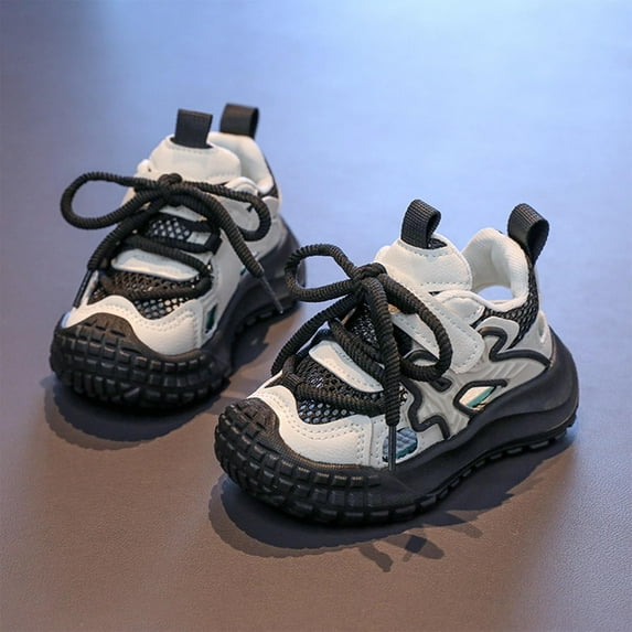 Delliss Kids Breathable Sneakers Kids Girls Mesh Breathable Lightweight Casual Sport Strap Athletic Running Shoes