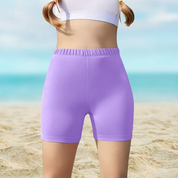 Delliss Kids Girls Cotton Bike Shorts, Solid Plain Sports Activewear Dance Bottoms Assorted Colors 5-14 Years