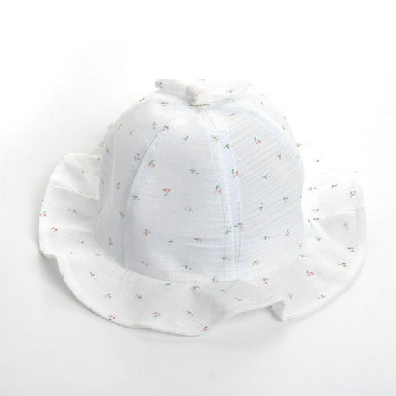 Delliss Kids Sun Hat Floral Print Baby Wide Brim Cap Summer Beach Bucket Hat Infant Foldable Fishing Hat Adjustable Toddler Hat