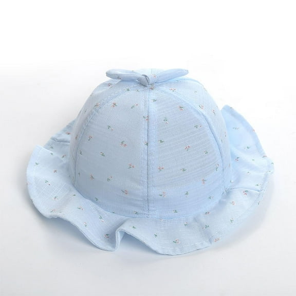 Delliss Kids Sun Hat Floral Print Baby Wide Brim Cap Summer Beach Bucket Hat Infant Foldable Fishing Hat Adjustable Toddler Hat