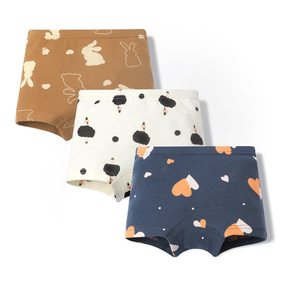 Delliss Kids Underwear Breathable Cotton cute print Briefs Toddler Girls Undies Soft Briefs 3-Pack