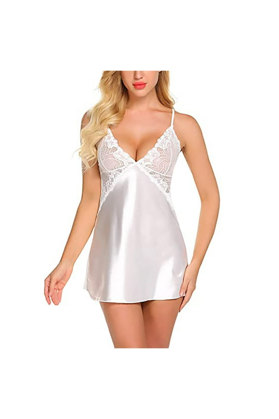 Lingerie For Women Ladies' Ice Silk Back Cross Elegant Suspender Lace Nightgown