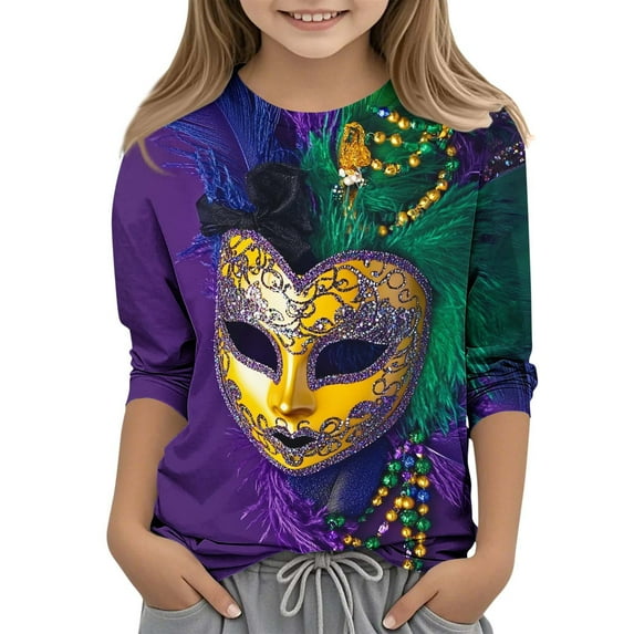 Delliss Little Girls Clothes, Girls T Shirts Cute Tops Girls 3/4 Sleeve cute T-Shirt Soft crew Neck Summer 3-12Y