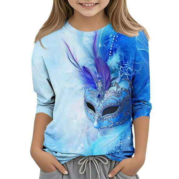 Delliss Little Girls Clothes, Girls T Shirts Cute Tops Girls 3/4 Sleeve cute T-Shirt Soft crew Neck Summer 3-12Y