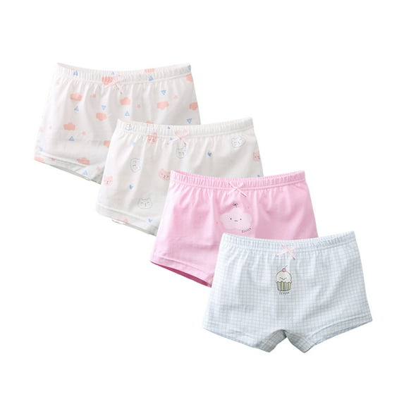 Delliss Little Girls Cotton Shorts Toddler Panties Baby Princess Underwear Thin Printed Pure Cotton Four cornered Bottom Pants (Pack of 4)