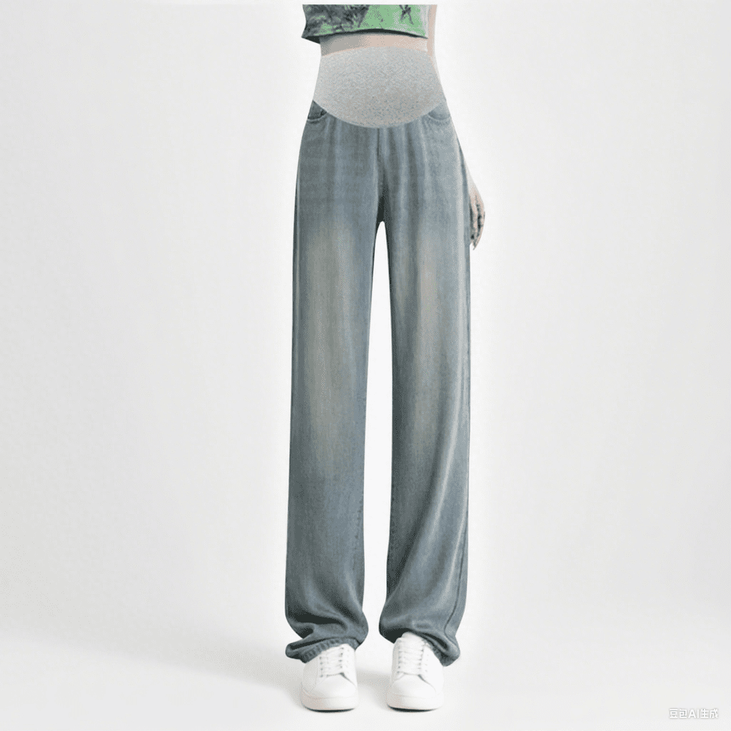 Winter Fleece Maternity Denim Pants- Denim Blue