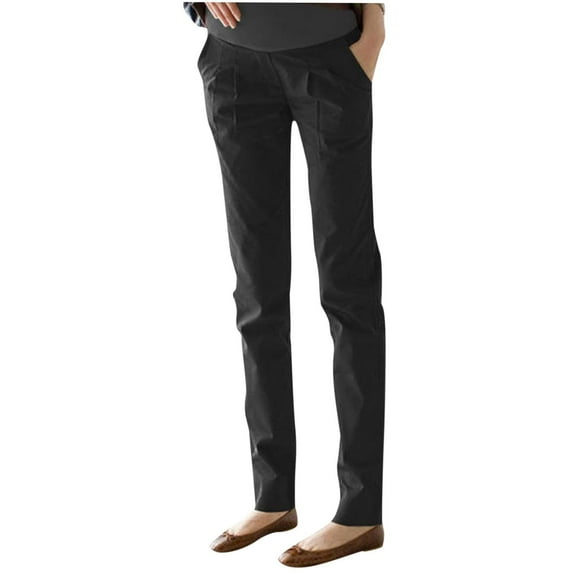 Delliss Maternity Pants Yoga Work Pregnancy Pants Stretchy Lounge Straight Pants Suit Trousers