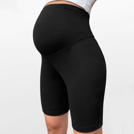 Delliss Maternity Shorts For Woman Maternity Stretch Biker Shorts Casual Shorts Black S