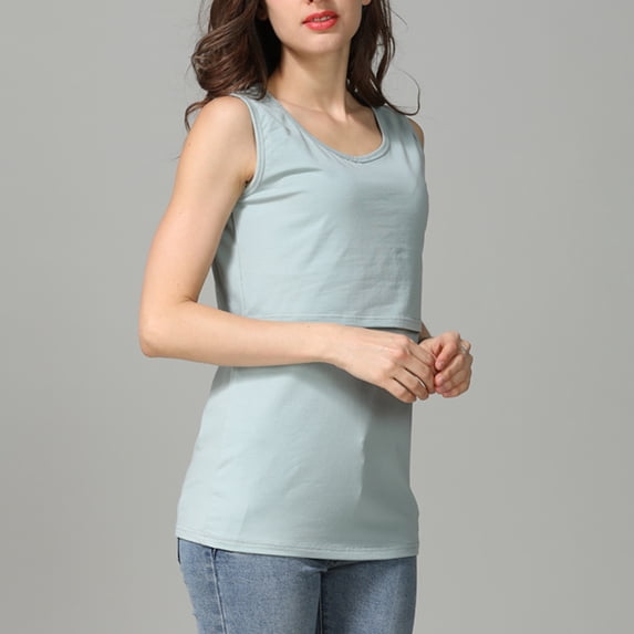 Delliss Maternity Tank Tops Sleeveless Ruched Basic Tops Maternity Shirt Vest S-2XL