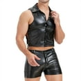 thumbnail image 1 of Delliss Men's 2 Piece Set Button V Neck Vest Matching Tight Shorts, 1 of 9