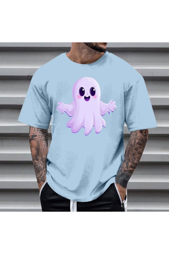 Men's Halloween Print Crew Neck Simple Stylish Top M-4XL