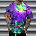 thumbnail image 1 of Delliss Men's Halloween Print T-Shirt Round Neck Short Sleeve Top M-4XL, 1 of 5